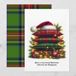 Elegant Tartan Christmas Cosy Plaid Pillows Holiday Card