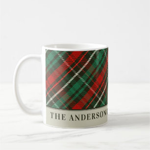 Elegant Tartan Hunter Green Plaid Custom Family Coffee Mug