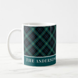 Elegant Tartan Hunter Green Plaid Custom Family Coffee Mug