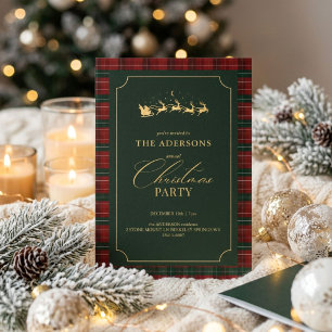 Elegant Tartan Plaid Christmas Party Invitation