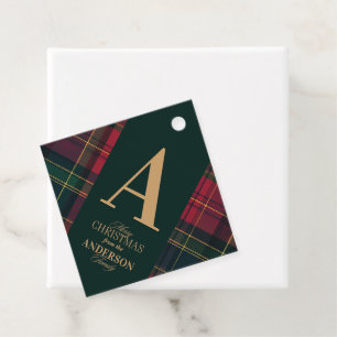 Elegant Tartan Plaid Christmas Party Invitation Favour Tags