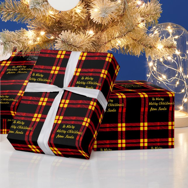 Elegant tartan plaid editable text Christmas. Wrapping Paper (Creator Uploaded)