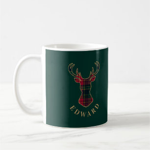 Elegant Tartan Plaid Merry Christmas Family Name Coffee Mug