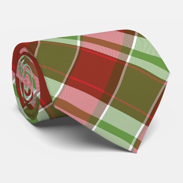 Elegant Tartan Plaid Traditional Festive Holiday Tie (Rolled)