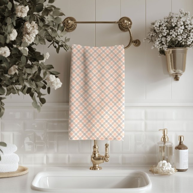 Elegant Tartan Towels Coral Grey for the Home (Elegant Tartan Towels Coral Grey for the Home)