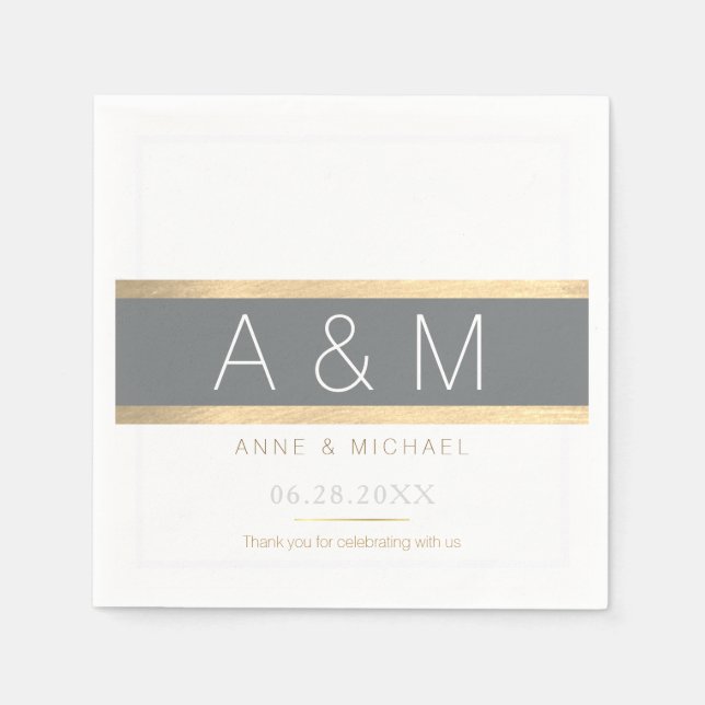 elegant / tasteful monogrammed wedding reception napkin (Front)