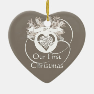 Elegant Taupe 1st Christmas Together Ornament