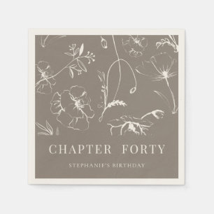 Elegant Taupe and Ivory Chapter 40th Birthday Napkin