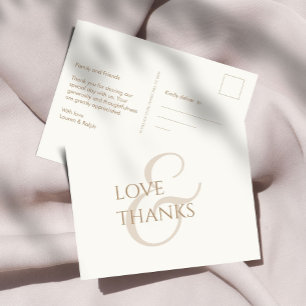 Elegant Taupe and Ivory Non-Photo Thank You Postcard
