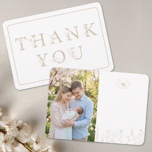 Elegant Taupe Baby Shower Photo Thank You Card