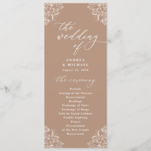 Elegant Taupe Beige Vintage Wedding Program Programme