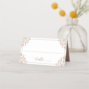 Elegant Taupe Beige Wedding Vintage Classic Place Card
