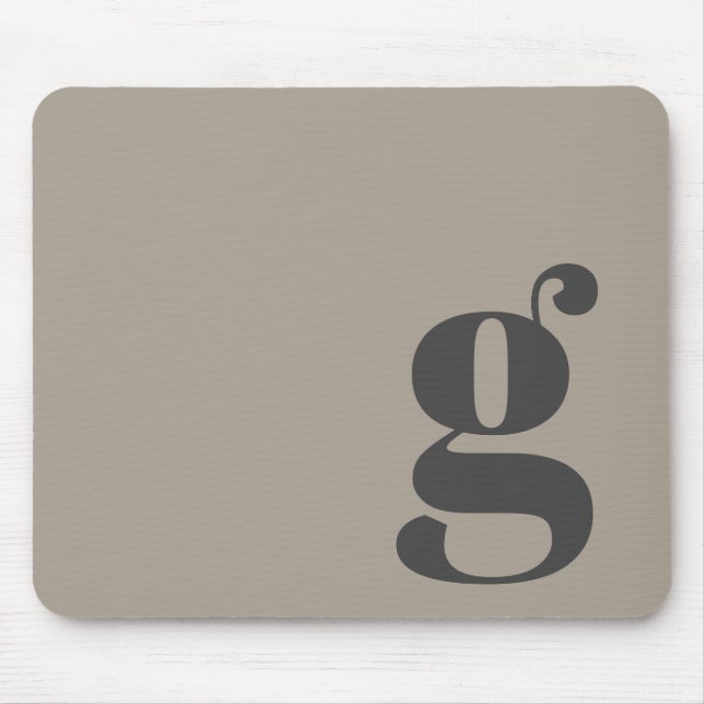 Elegant Taupe Brown Grey Minimalist Retro Monogram Mouse Mat (Front)