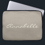 Elegant Taupe Brown Handwritten Script Name Custom Laptop Sleeve<br><div class="desc">This custom laptop case features your name in beautiful handwritten script lettering on a stylish Taupe Brown background. Great gift idea.</div>