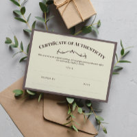 Elegant Taupe Certificate of Authenticity
