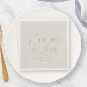 Elegant Taupe “Cheers to Love” Wedding Napkin