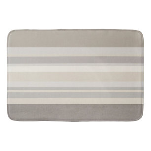 Elegant Taupe Cream and Grey striped farmhouse Bath Mat