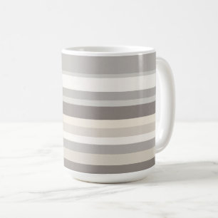 Elegant Taupe Cream and Grey striped farmhouse Coffee Mug