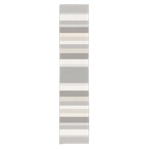 Elegant Taupe Cream and Grey striped farmhouse Short Table Runner