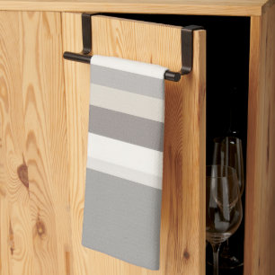 Elegant Taupe Cream and Grey striped farmhouse Tea Towel