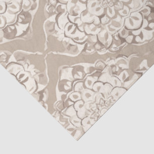 Elegant Taupe Cream Damask Tissue Paper