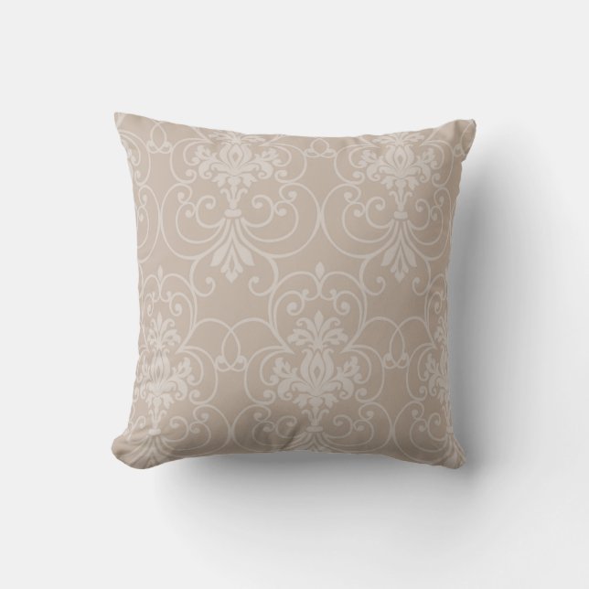 Elegant Taupe damask design 8 Cushion (Front)