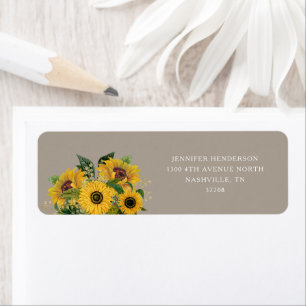 Elegant Taupe Floral Wedding Return Address