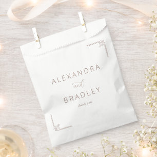 Elegant Taupe Geometric Calligraphy Favour Bags