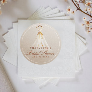 Elegant Taupe Gown Fall Bridal Shower Napkin