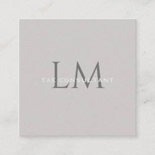 Elegant Taupe Gray Monogram Business Card