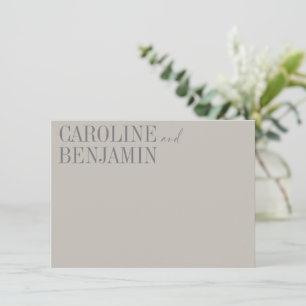 Elegant Taupe Grey Custom Name Wedding Stationery Card