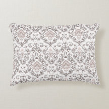 Elegant Taupe & Grey Damask Pillow Cases | Classic