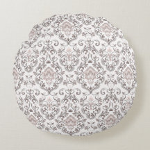 Elegant Taupe & Grey Damask Throw Pillow | Vintage