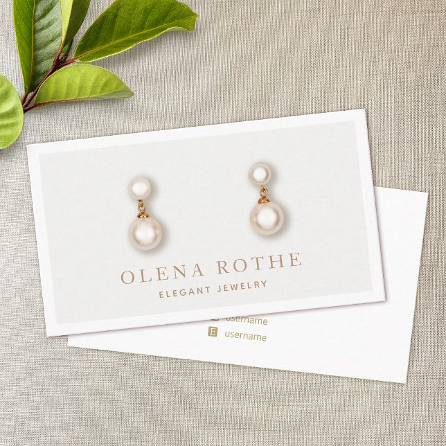 Elegant Taupe Grey Horizontal Stud Earring Display Business Card (Creator Uploaded)