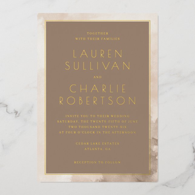 Elegant Taupe Minimalist Wedding Invitation (Front)