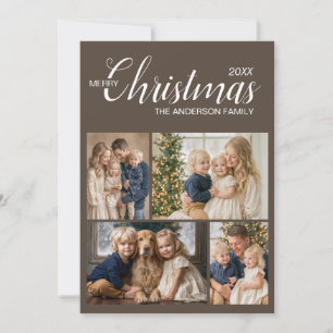 Elegant Taupe Multi Photo Christmas Holiday Card