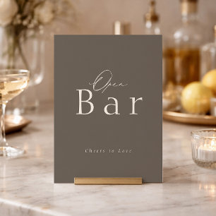 Elegant Taupe Open Bar Wedding Sign Invitation