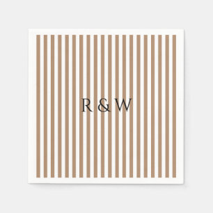 Elegant Taupe Stripes Summer Striped Wedding Napkin
