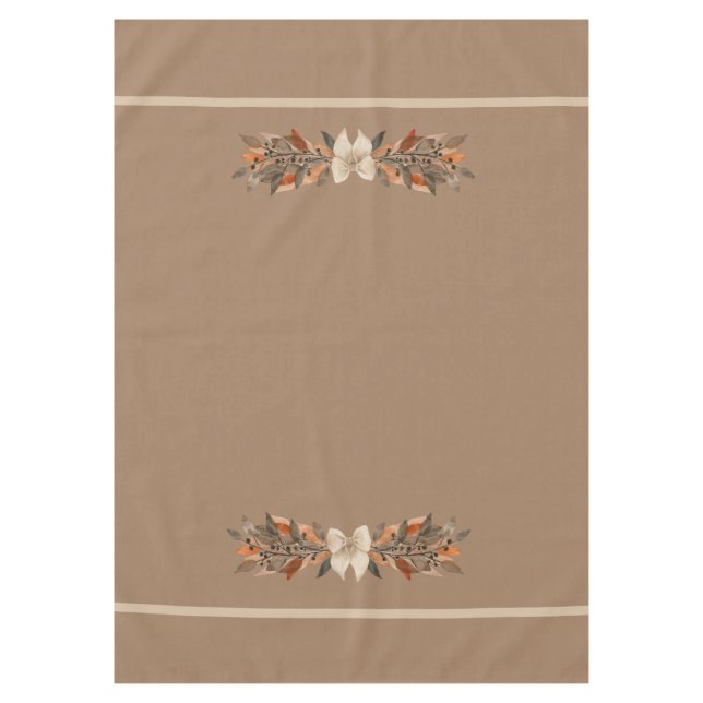Elegant Taupe “Thanksgiving Leaves” Tablecloth (Front)