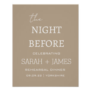 Elegant Taupe the Night Before Rehearsal Dinner Poster
