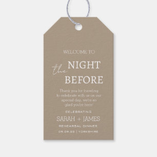 Elegant Taupe the Night Before Wedding Thank You Gift Tags