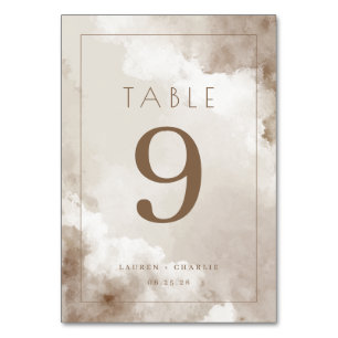 Elegant Taupe Watercolor Table Number