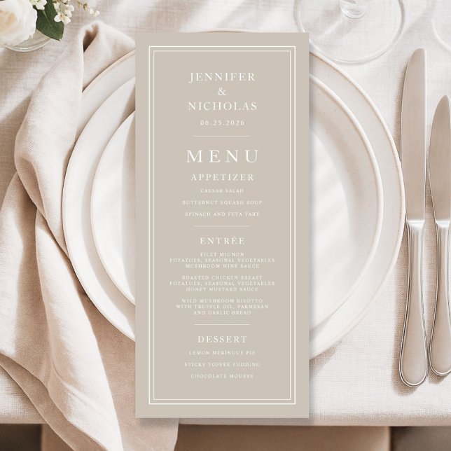 Elegant Taupe Wedding Menu (Elegant Taupe Wedding Menu)