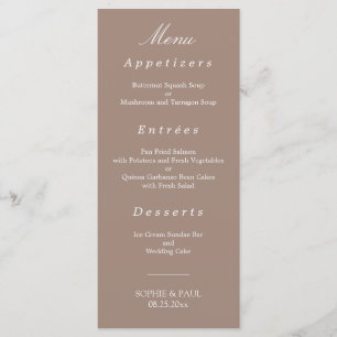 Elegant Taupe Wedding Menu