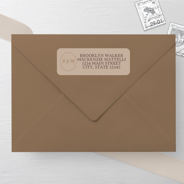 Elegant Taupe Wedding Return Address Label (Creator Uploaded)