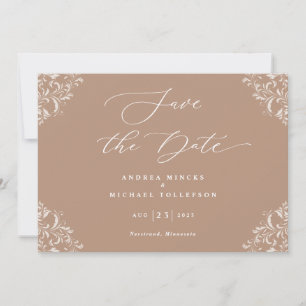 Elegant Taupe Wedding Save the Date Cards