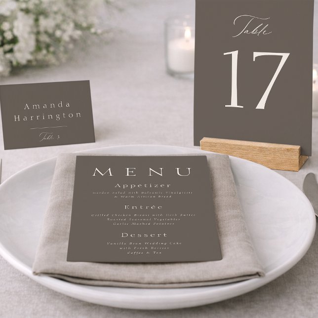 Elegant Taupe Wedding Table Number  (Creator Uploaded)