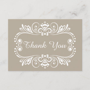 Elegant Taupe Wedding Thank You Note Cards