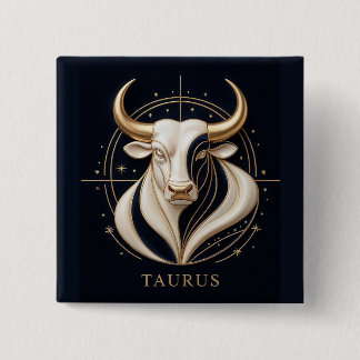 ♉ Elegant Taurus Zodiac Gold Bull Astrology ✨ 15 Cm Square Badge