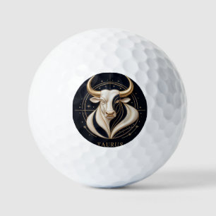 ♉ Elegant Taurus Zodiac Gold Bull Astrology ✨ Golf Balls